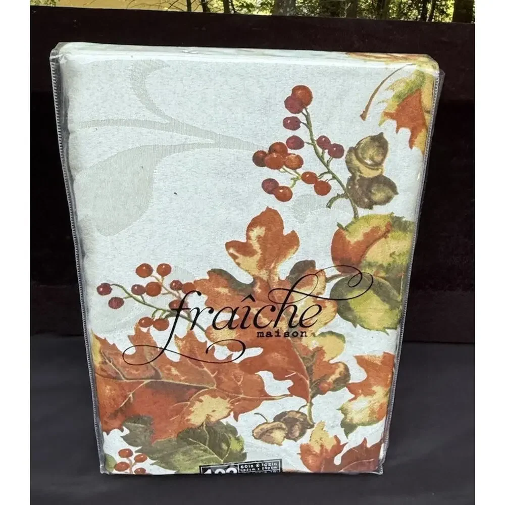 Williams Sonoma Fraiche Maison DAKWOOD BORDER Fall Thanksgiving Tablecloth 102”